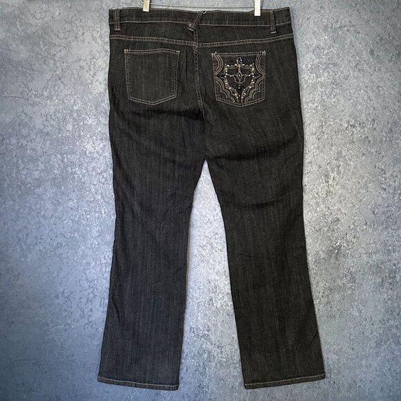 Calvin Klein Lowrise Bootcut Jeans w Bling Back Pocket, 20W - Picture 1 of 5